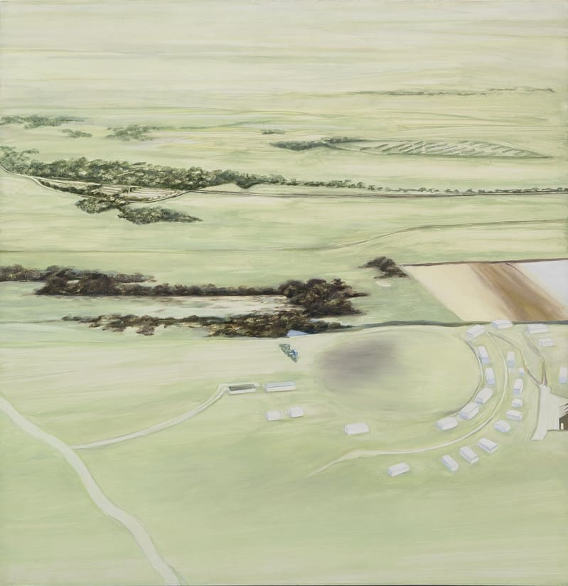 Carol Rhodes, Caravans, View, 1994. Part of the Paintings in Hospitals collection.
