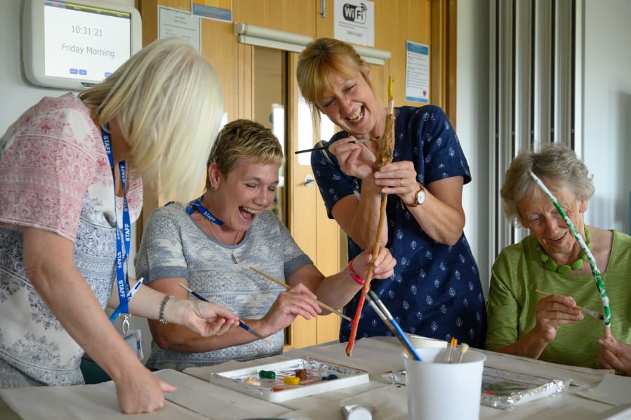 Sticks and Stories workshop at St Michaels Hospice. A Paintings in Hospitals creative activity based on Jill Rocks The Story Stick.
