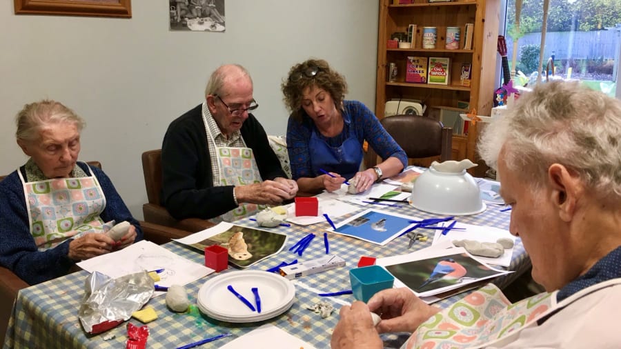 Paintings in Hospitals sculpture-making activity with residents of Hartismere Place, Eye.